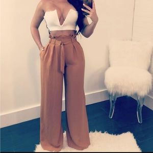 High waisted wide leg pants